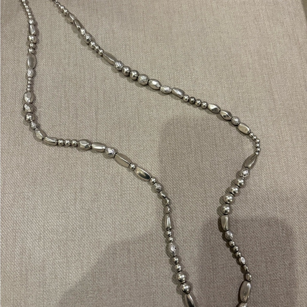 New with tags.  Chico's Silver Beaded Necklace